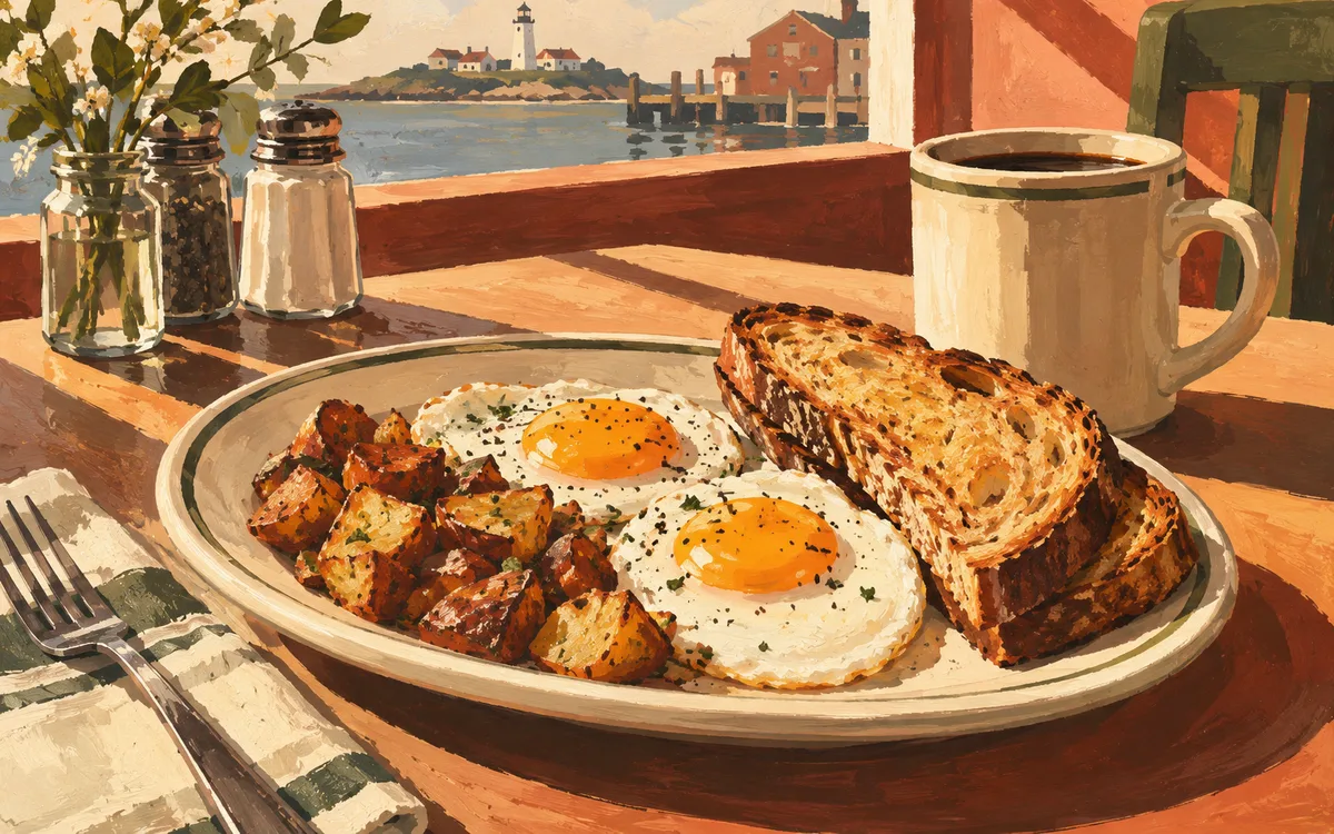 Original AI-generated dining illustration for marcy s diner; not a photo of the venue or its menu.