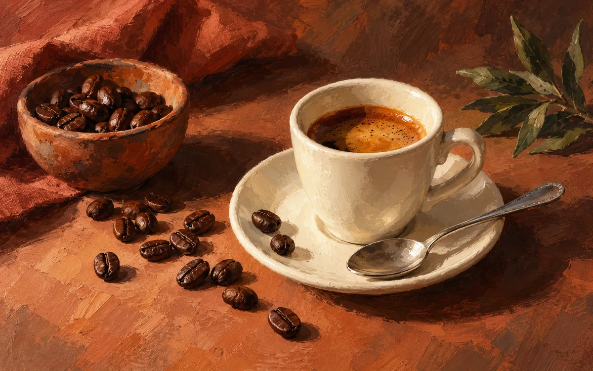 Original AI-generated dining illustration for speckled ax espresso; not a photo of the venue or its menu.