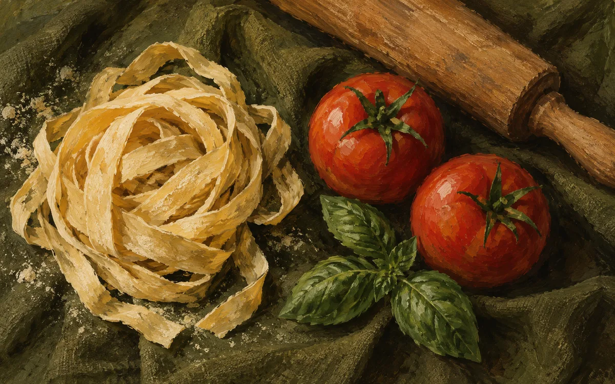 Original AI-generated dining illustration for terra cotta pasta co; not a photo of the venue or its menu.