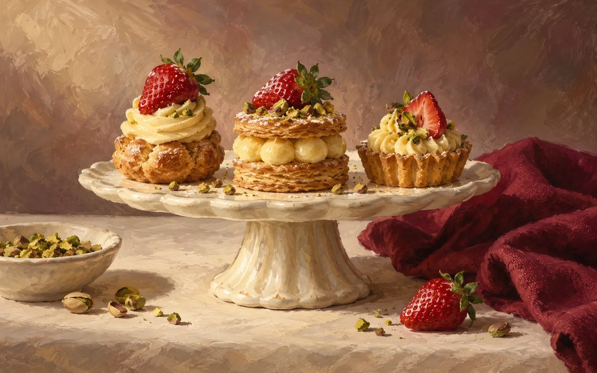 Original AI-generated dining illustration for yuri s desserts; not a photo of the venue or its menu.