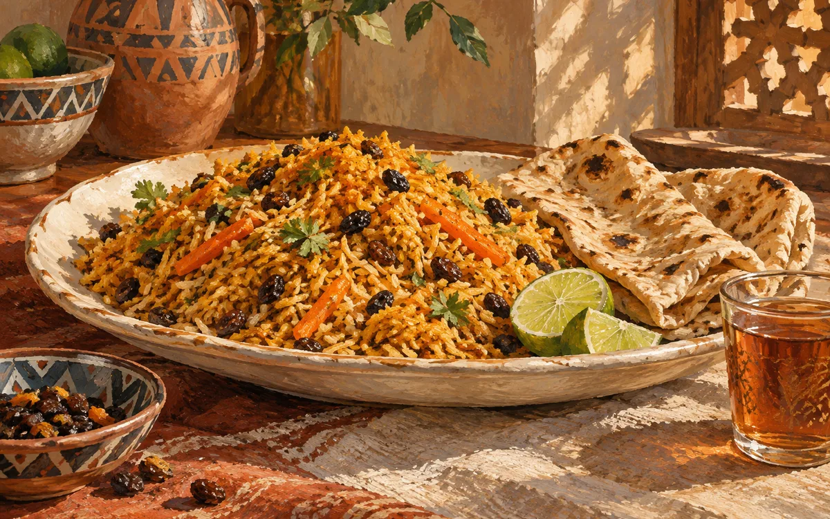 Original AI-generated dining illustration for zaitun; not a photo of the venue or its menu.