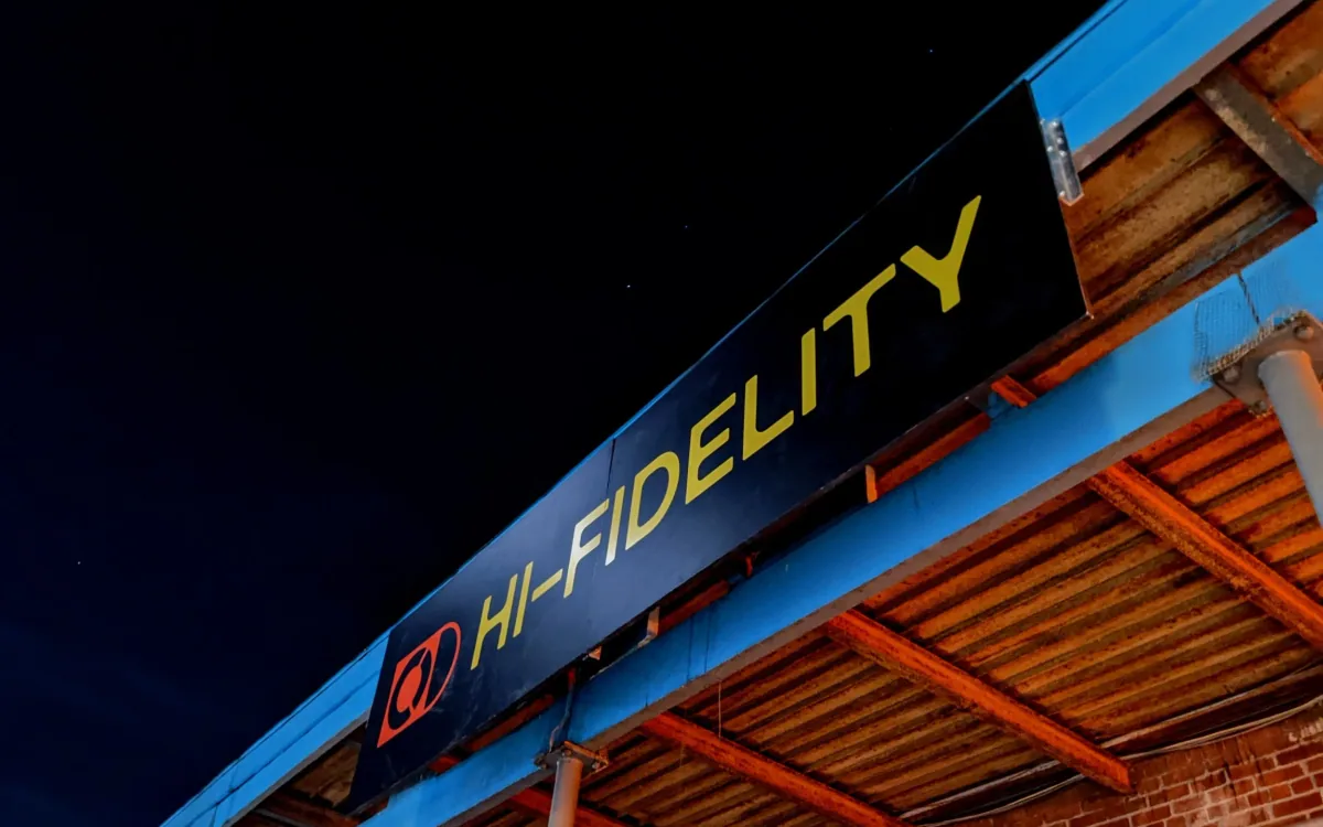 Hi-Fidelity Beer storefront at night